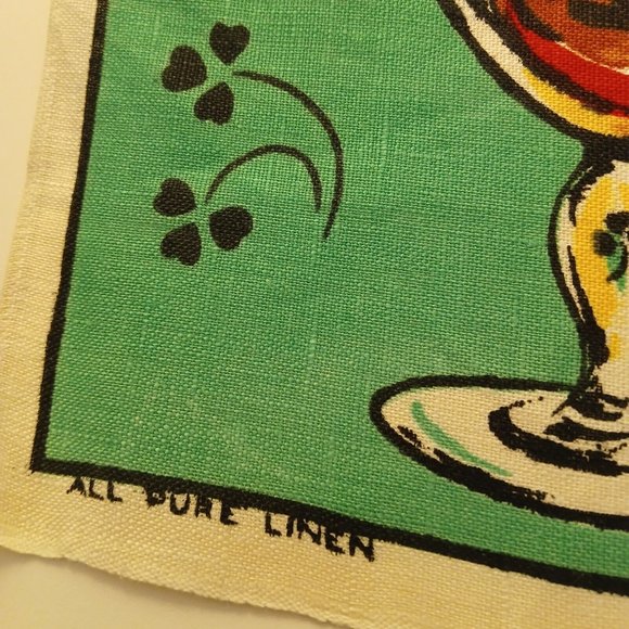 Vintage Irish All Pure Linen Tea Towel Irish Coffee Recipe Fast Colours Not Used - Picture 5 of 9